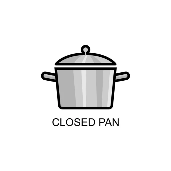 Closed Pan Cooking Outline Vector Packaging Design — Stock Vector