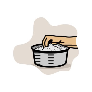 Kerala Puttu 'ya pirinç keki yapmak için bir kase pirinç tozu.