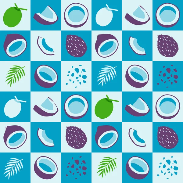 ココナッツ抽象的なシームレス幾何学的ベクトルパターンパッケージデザインブルー — ストックベクタ