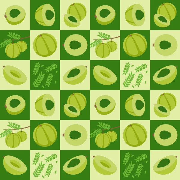 Gooseberry También Conocido Amla Patrón Vector Geométrico Sin Costura Abstracta — Vector de stock