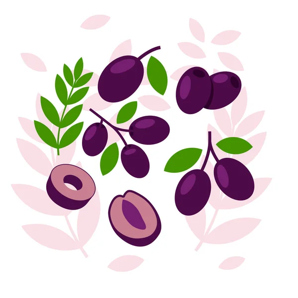 Black Olive Elementen Abstracte Vector Ontwerp Achtergrond — Stockvector