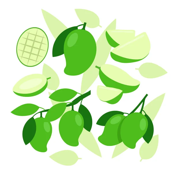 Verde Mango Elementi Astratto Vettore Design Sfondo — Vettoriale Stock