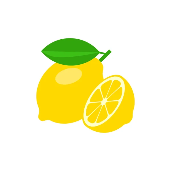 Лимон Цілий Половина Векторні Ілюстрації Ізольовані Білому Тлі — стоковий вектор