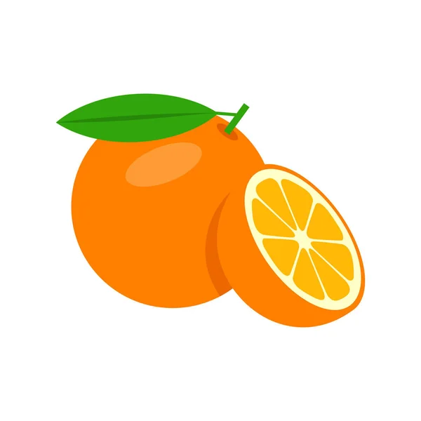 Ilustração Vetor Inteiro Meio Laranja Isolada Sobre Fundo Branco — Vetor de Stock