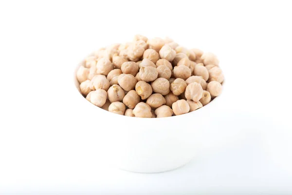 Dried Chickpea Beans White Bowl Isolated White Background — Stock Photo, Image