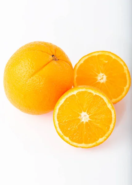 Свіжі Апельсинові Фрукти Білому Тлі — стокове фото