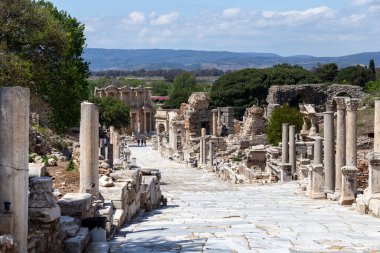 Eski bir şehir olan Efes 'in kalıntıları, İzmir, Türkiye. 