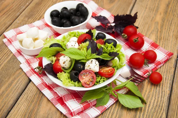 Salad with mozzarella — Stock Photo, Image