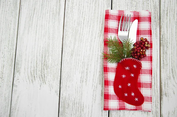 Um cenário de mesa de Natal — Fotografia de Stock