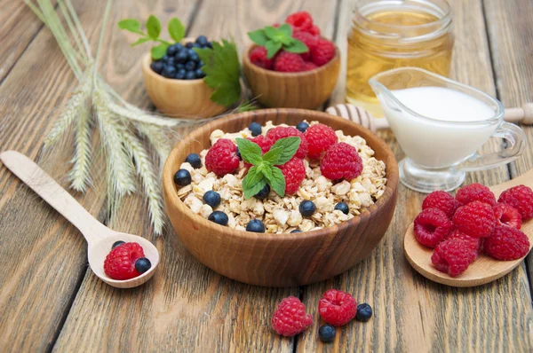 Breakfast with muesli — Stock Photo, Image