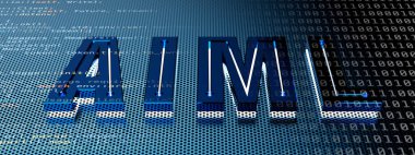 AIML veya AI / ML, Yapay Zeka ve Makine Öğrenimi anlamına gelir. 3B illüstrasyon