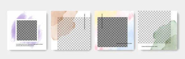 Abstrakte Aquarell Social Media Layouts Mit Beliebten Farben 2021 Moderne — Stockvektor