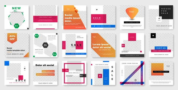 Ciddi işler için büyük sosyal medya şablonları, instagram ve facebook için temiz düzenlenebilir kare afişler, büyük bir şirket düzeni paketi