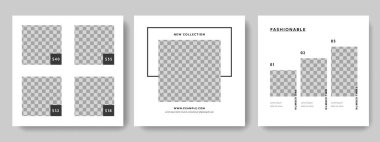 Basit siyah geometrik unsurlara sahip asgari sosyal medya düzeni, instagram ve facebook için temiz düzenlenebilir iş iletileri, şirket tanıtımı için vektör kare web pankartları