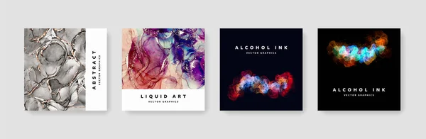 Social Media Lay Outs Met Abstracte Alcohol Inkt Achtergrond Textuur — Stockvector