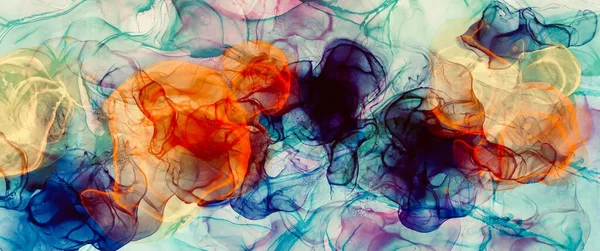 Fondo Humo Abstracto Color Arte Dibujado Mano Con Técnica Tinta — Foto de Stock