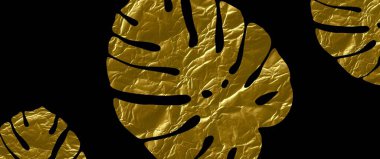 Büyük altın canavarlar, siyah arkaplanda sanat eserleri, altın folyo dokusu, doğal tasarımı olan en az lüks soyut arkaplan.