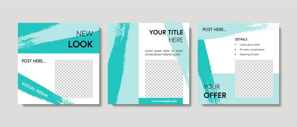 Elegant Social Media Templates Vector Abstract Design Blue Green Colors — Vetor de Stock