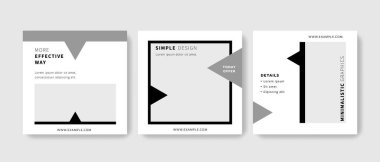 Fotoğraflar için yeri olan temiz düzenlenebilir sosyal medya düzeni, minimal stile sahip zarif üçgen karşıtlık unsurları tasarımı, instagram ve facebook için kare iş grafik şablonları