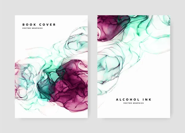 Abstract Brochure Omslag Lay Out Met Groene Rode Alcohol Inkt — Stockvector