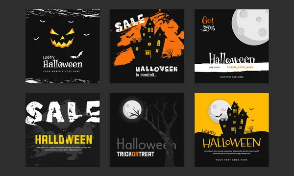 Puestos Diseño Redes Sociales Halloween Diseño Gráfico Miedo Cuadrado Con — Vector de stock