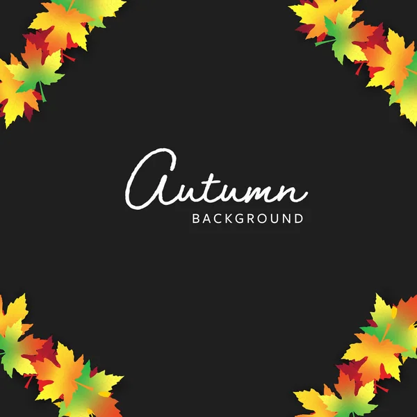 Autumn Background Leafs Corner Square Graphic Template Negative Dark Space — Stock Vector