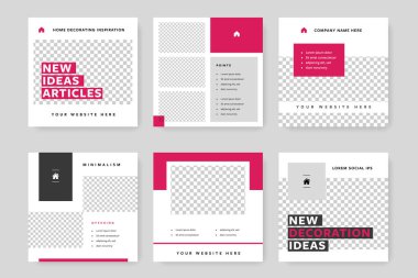 Temiz ve zarif sosyal medya şablonları eflatun arkaplan elementleriyle dolu. Fotoğraflar için yeri olan iş için Instagram gönderileri