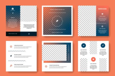 Instagram ve facebook için iş dünyası sosyal medya şablonları. Çevrimiçi pankart reklamları için temiz ve modern kare düzenleme