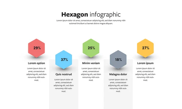 Modèle Infographique Hexagonal Avec Look Minimaliste Options Mise Page Avec — Image vectorielle