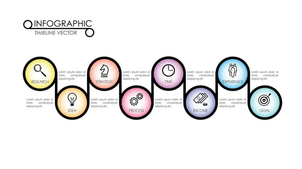 Цветная Векторная Инфографика Ступенчатой Структурой Линия Соединена Кругами Четкая Схема — стоковый вектор