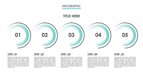 Vetor Infográfico Com Estrutura Passos Numerados Círculos Escovados Alinhados Diagrama —  Vetores de Stock