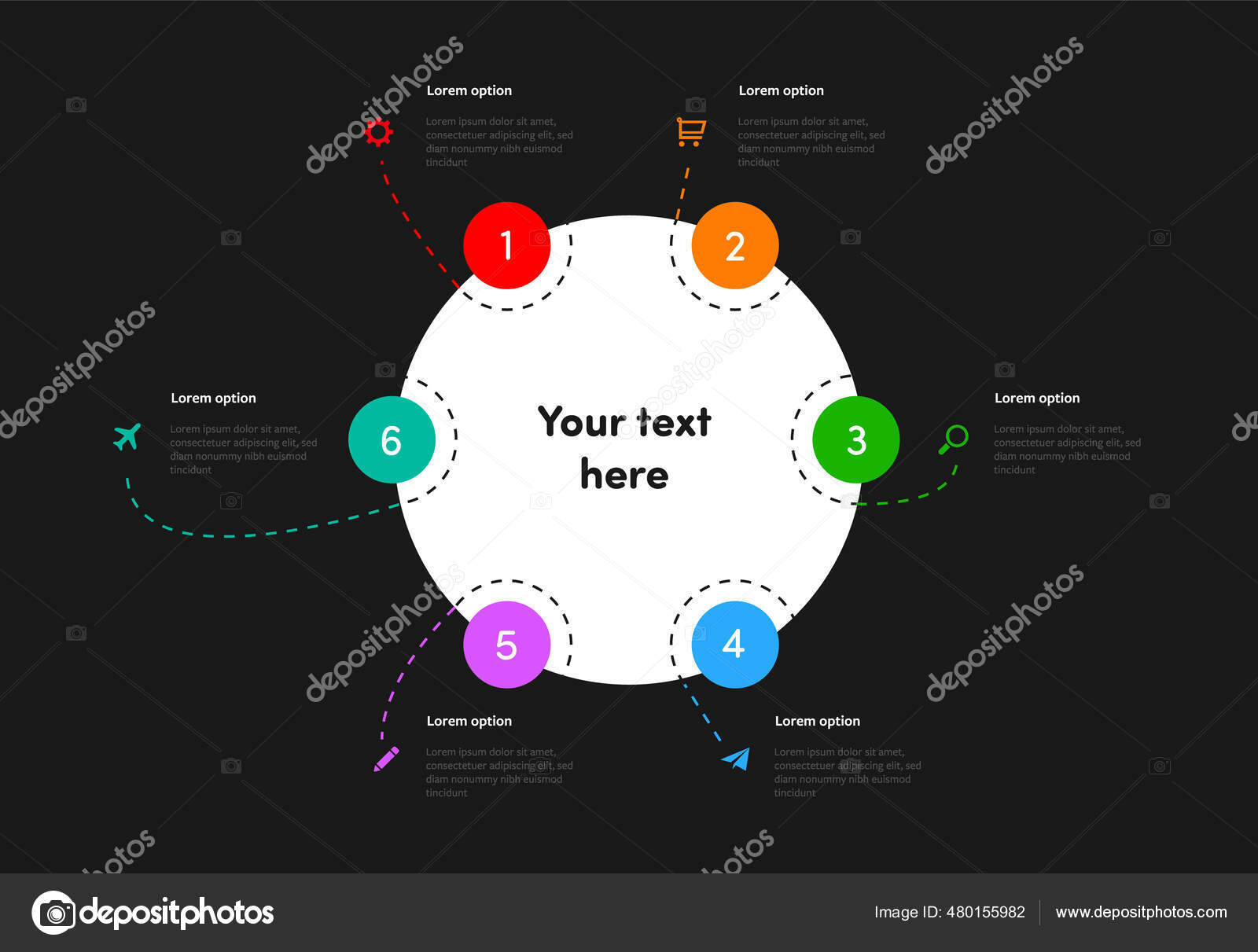 Creative Infographic Layout Options Dashed Design Elements Colored ...