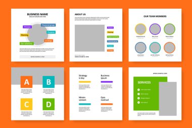 Renkli etiketli düzenlenebilir sosyal medya düzeni, başarılı şirket için modern iş grafiği
