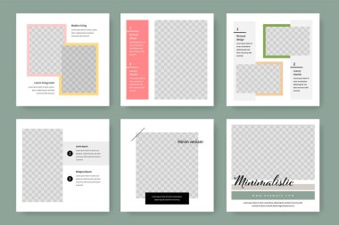 Minimalist tasarımı olan temiz, düzenlenebilir sosyal medya düzeni, instagram ve facebook için kare pankartlar, web 'de şirket tanıtımı