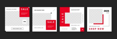 Satıcılar için satış temasını içeren kırmızı sosyal medya düzeni, instagram ve facebook için iş grafik tasarımı, ürün tanıtımı
