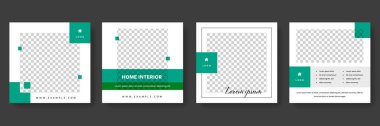 Zarif tasarımı olan yeşil sosyal medya düzeni, Instagram ve facebook için düzenlenebilir kare pankartlar