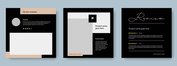 Revisão Cliente Layout Mídia Social Com Fundo Preto Instagram Facebook — Vetor de Stock