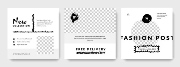 Layouts Mídia Social Com Elementos Design Vetorial Preto Elementos Gráficos — Vetor de Stock