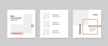 Instagram ve facebook için sosyal medya paylaşımları, minimal görünümlü kare grafik şablonları, fotoğraf için yer, modern iş web pankartları