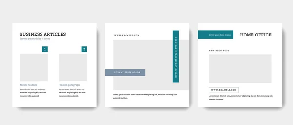 Teal Social Media Layouts Für Unternehmen Sauber Editierbare Quadratische Web — Stockvektor