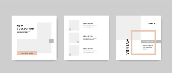 Instagram ve facebook için sosyal medya paylaşımları, minimal görünümlü kare grafik şablonları, fotoğraf için yer, modern iş web pankartları