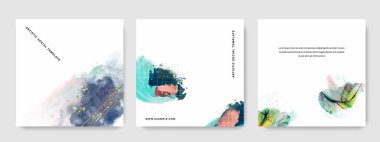 Instagram ve facebook için asgari soyut sosyal medya şablonları, el çizimi sanat vektörü çizimleri, modern minimalist çizimler