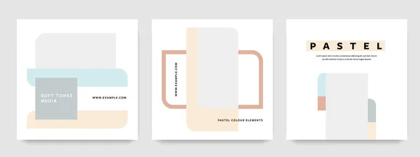 Pastel renklere sahip asgari sosyal medya şablonları, modern instagram ve facebook kare düzenleri, pazarlama için web pankartları
