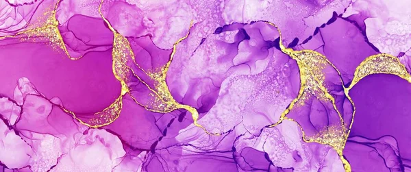原版抽象墙纸 手绘艺术与紫色 暴力口音 爱荷花墨水 豪华液体设计 白色火焰概念 流畅质感 金黄色小径 — 图库照片