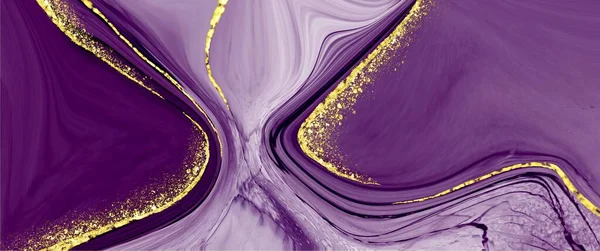 Zarif alkol mürekkep soyut arka plan sıvı mermer dokuya sahip, lüks el boyası sanat, akışkan doku, orijinal duvar kağıdı, altın yol elemanları, koyu mor renk aksanı