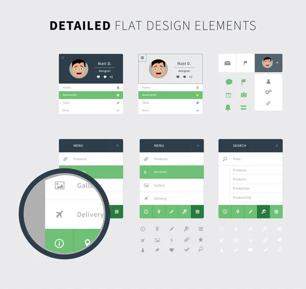 Set de design plat ui kit pour web — Image vectorielle