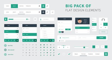 Düz tasarım UI takımı vektör webdesign için paket
