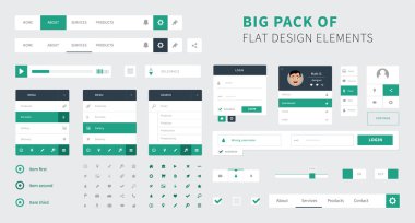 Pack of Flat design ui kit vector for webdesign clipart