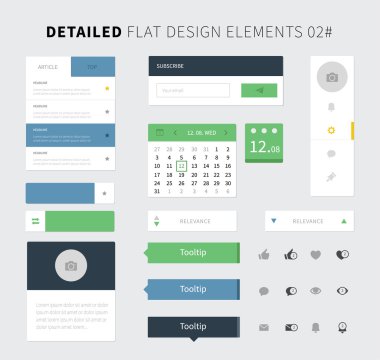 Webdesign için düz tasarım UI Kit seti