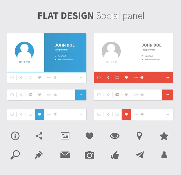 Vektor sociala panel i platt design — Stock vektor
